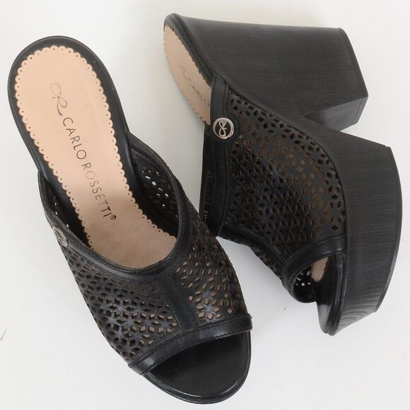 Carlos Rossetti Platform Slide Wedge Chunky Heels Women's Size 8.5 - Picture 2 of 11